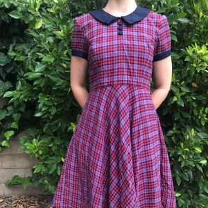 Classic plaid a-line dress with Peter Pan collar